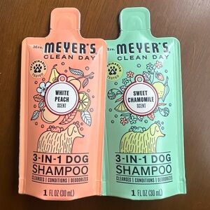2x Meyer’s Clean Day 3-in-1 DOG Shampoo Minis White Peach & Sweet Chamomile